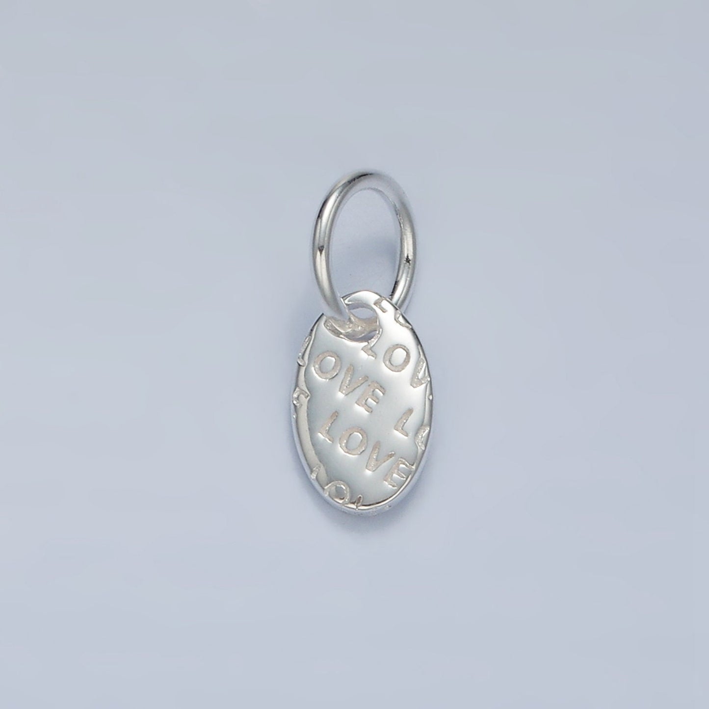Sterling Silver S925 Mini Oval Love Script Charm Dainty Tag Charm Style | SL-030
