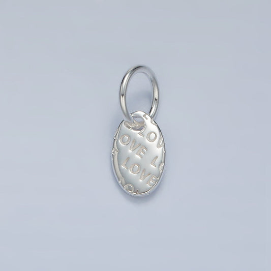 Sterling Silver S925 Mini Oval Love Script Charm Dainty Tag Charm Style | SL-030