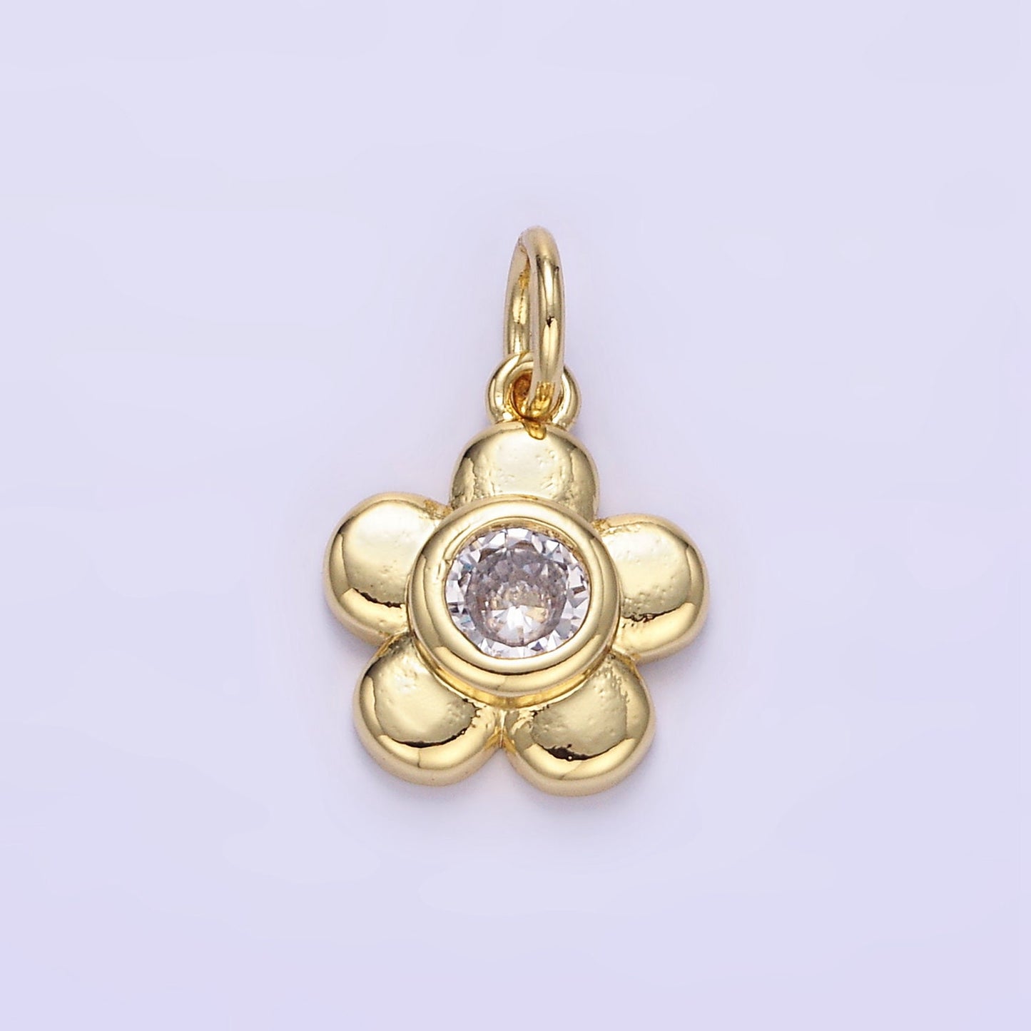 18K Gold Filled Clear CZ Chubby Daisy Flower Petal | E243