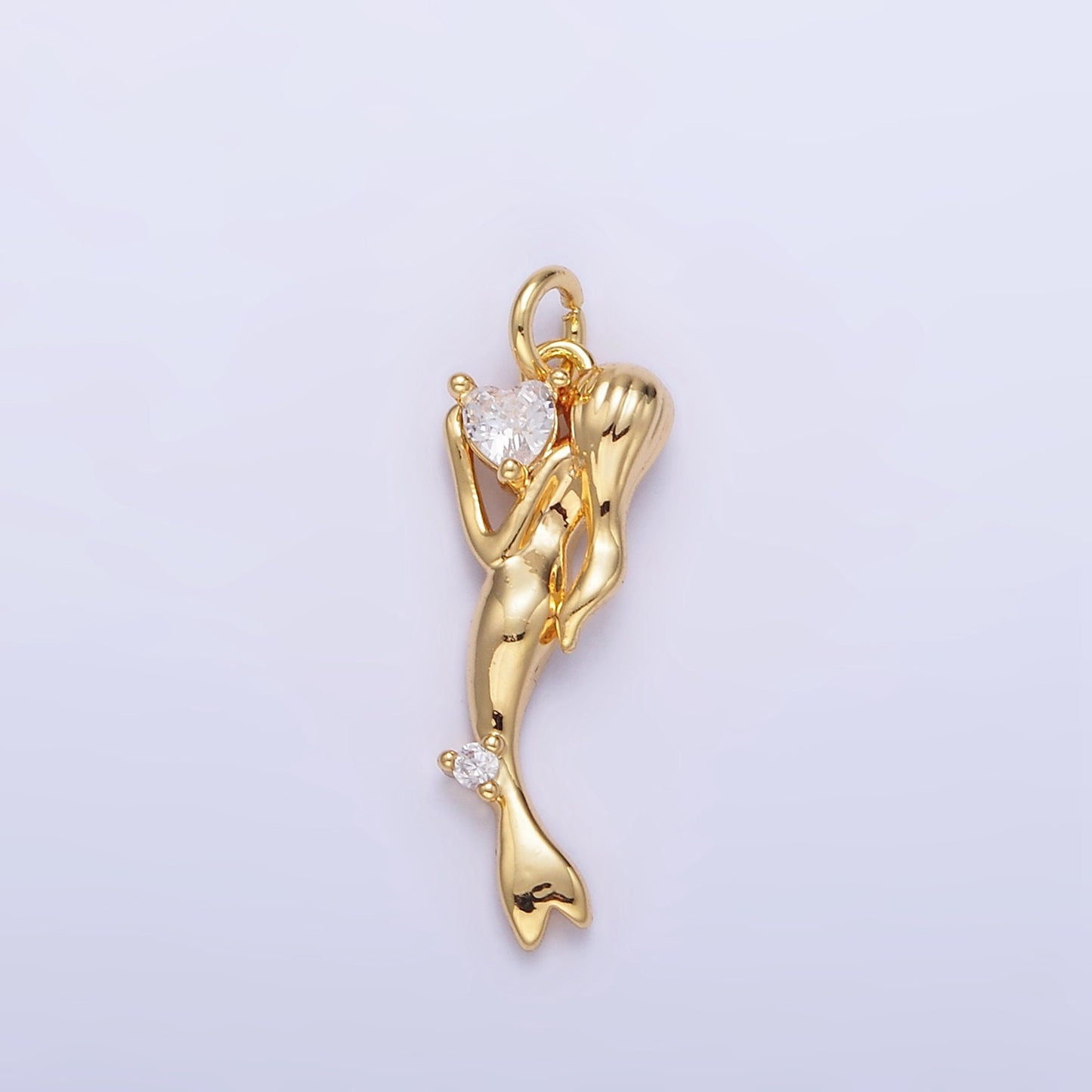 24K Gold Filled 20.5mm Ocean Sea Mermaid Charm in Gold & Silver | AG840