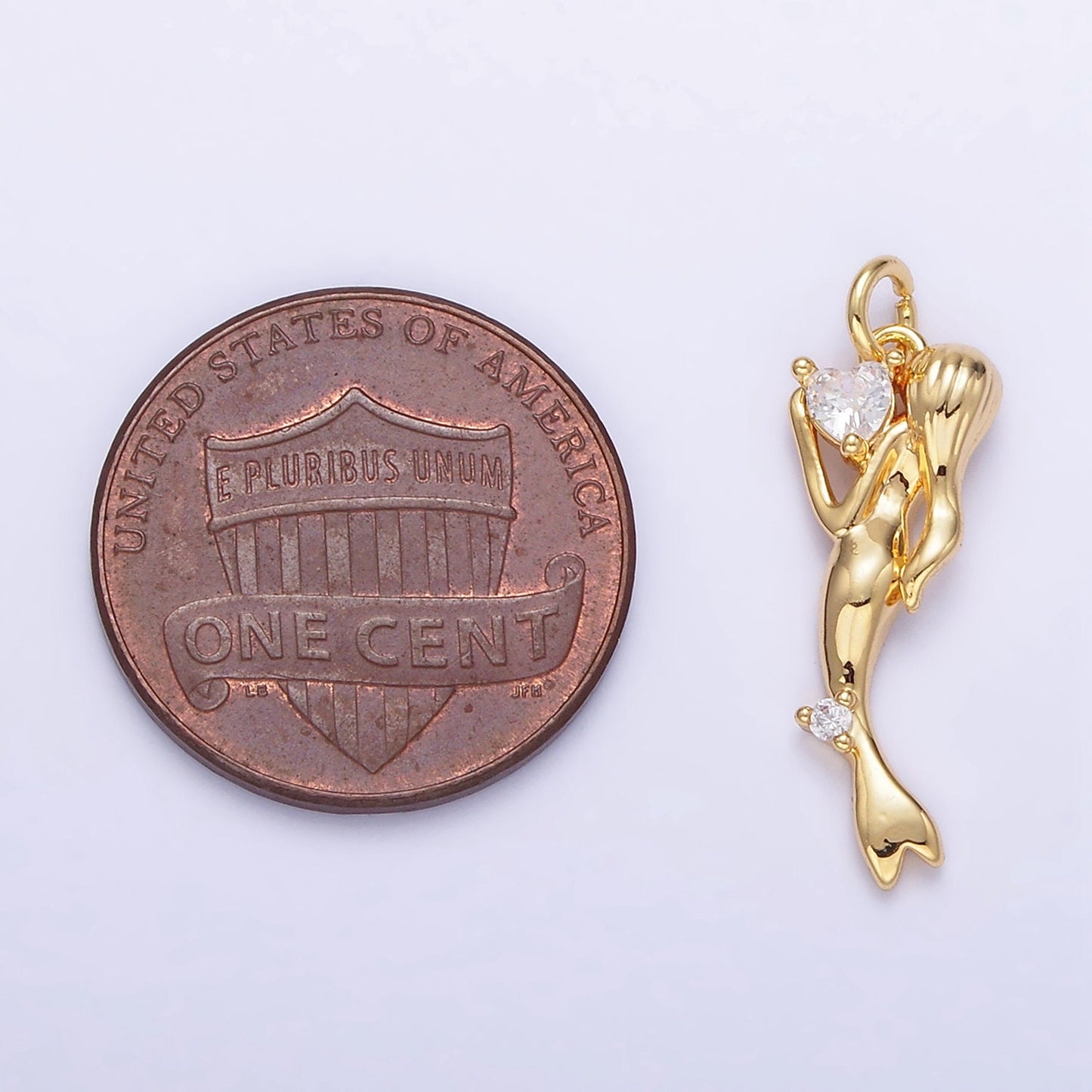 24K Gold Filled 20.5mm Ocean Sea Mermaid Charm in Gold & Silver | AG840