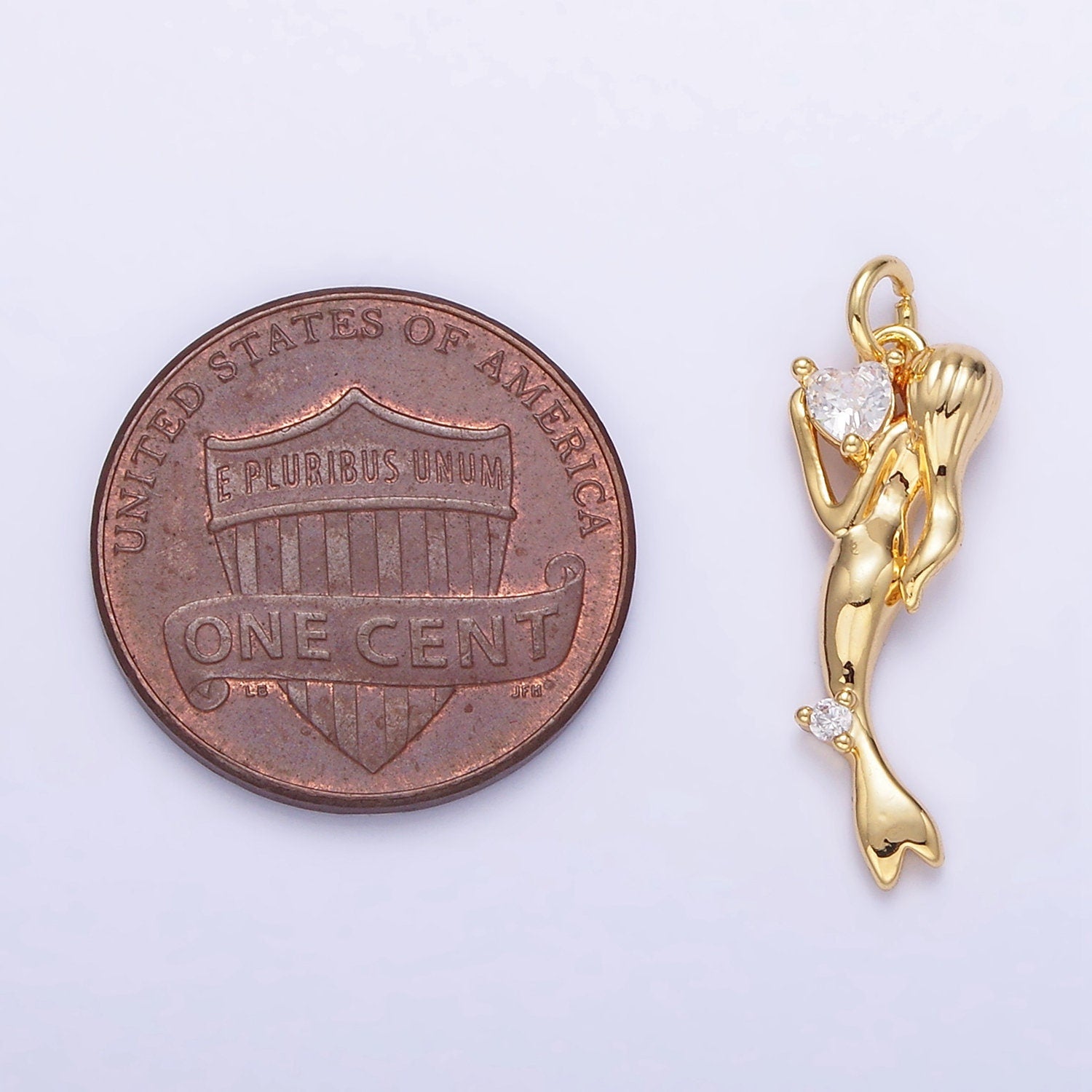 24K Gold Filled 20.5mm Ocean Sea Mermaid Charm in Gold & Silver | AG840