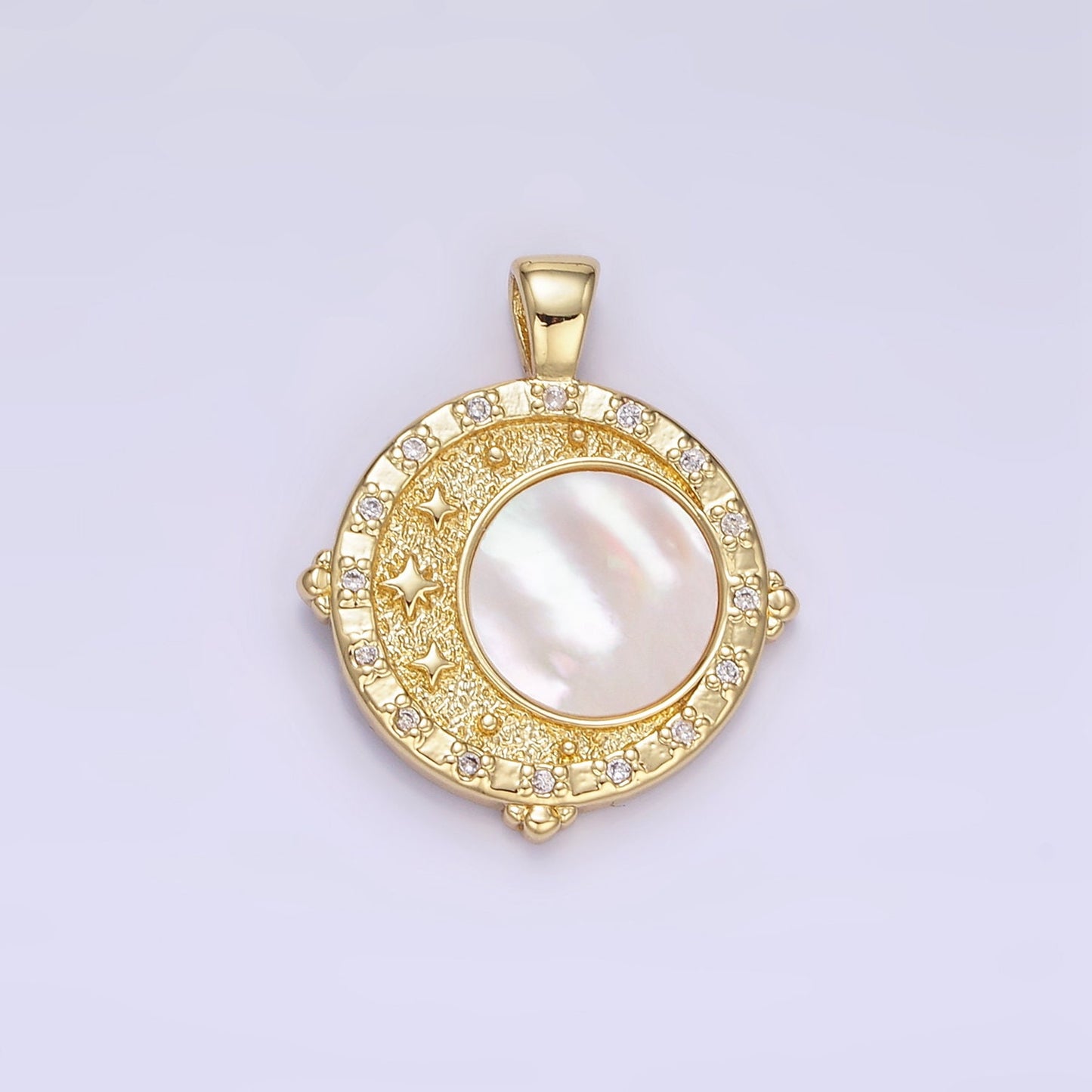 Gold Star Charm 24K Gold Filled Pearl Sun Pendant Dainty Celestial Jewelry Charm Bracelet Necklace for DIY Jewelry Making Supply AA1342
