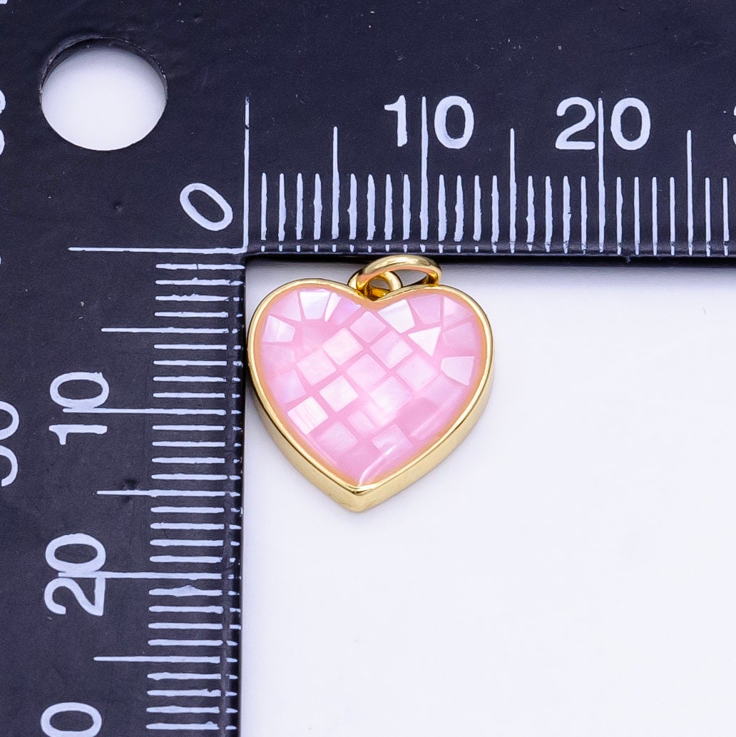 Dainty Pink Shell Opal Heart Pendant For Love Jewelry Making Supply in 24K Gold Filled D619