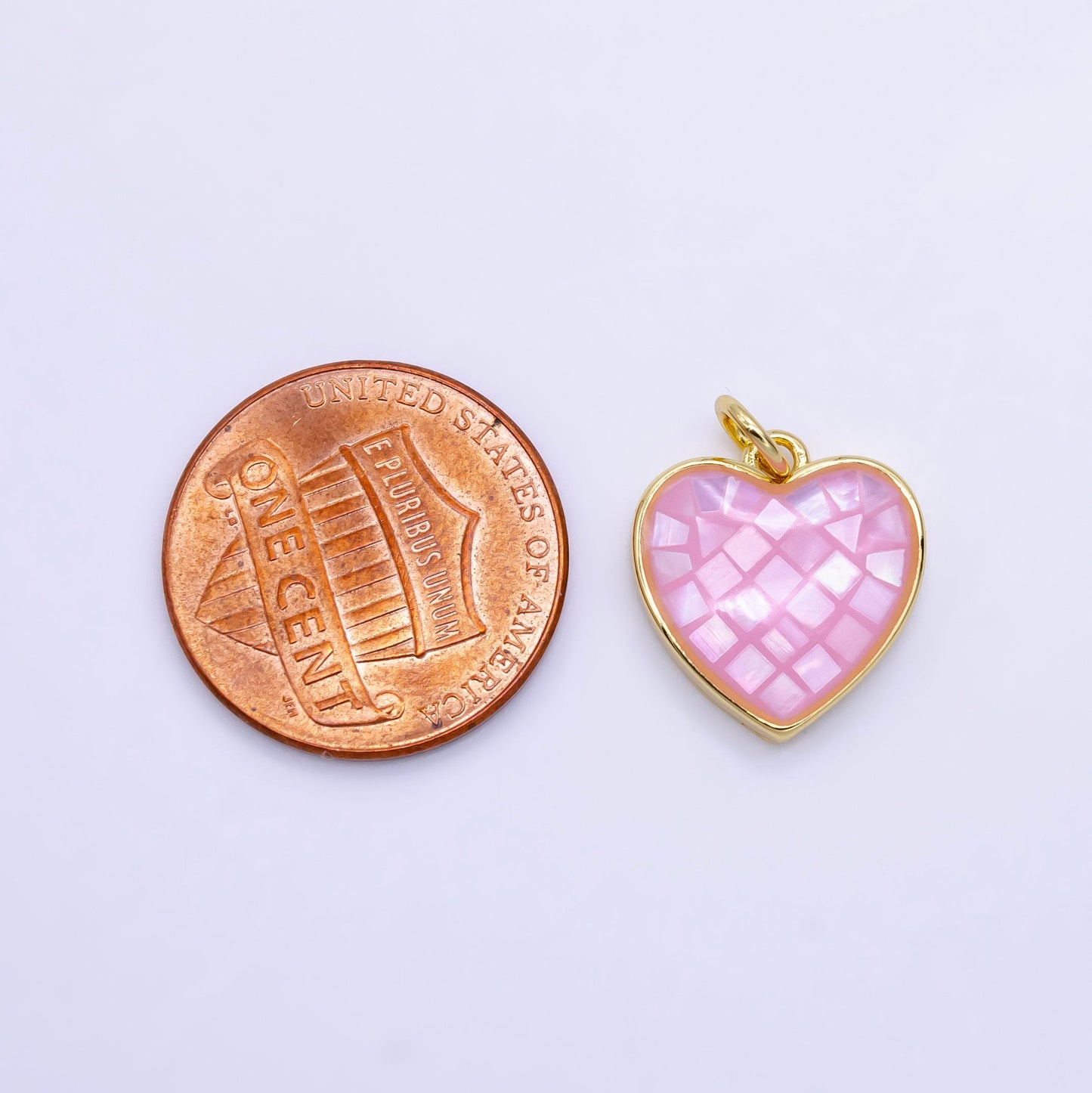 Dainty Pink Shell Opal Heart Pendant For Love Jewelry Making Supply in 24K Gold Filled D619