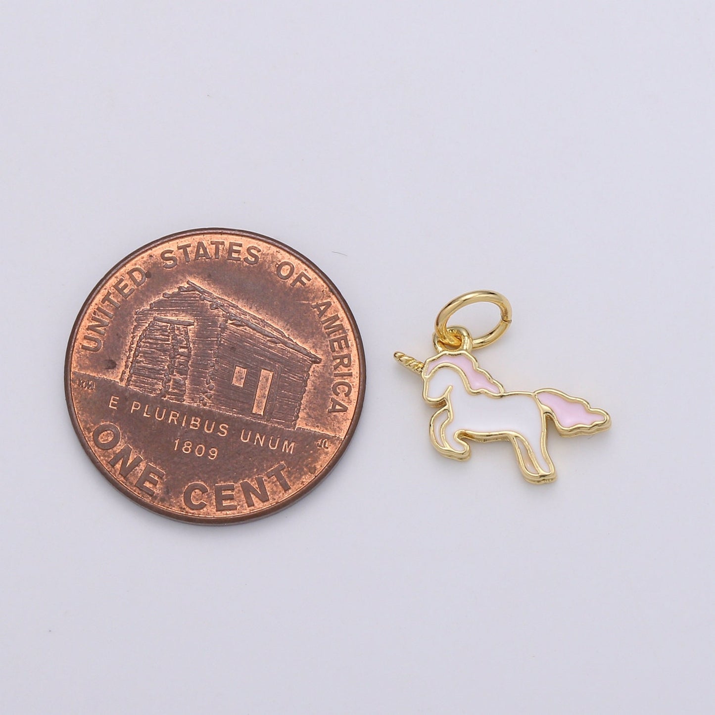 Pink Enamel Pony Charm, Gold Enamel Horse Charms, Unicorn Charm, Dainty Animal charm for Bracelet Necklace Earring Component D764