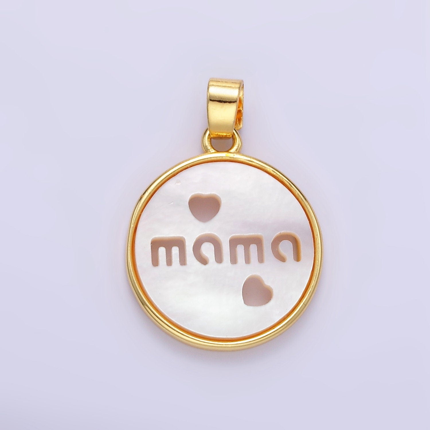 Gold Mama Charm Round Pearl Charm 24K Gold Filled Coin Charm Dainty Minimalist Jewelry Supply AA1357