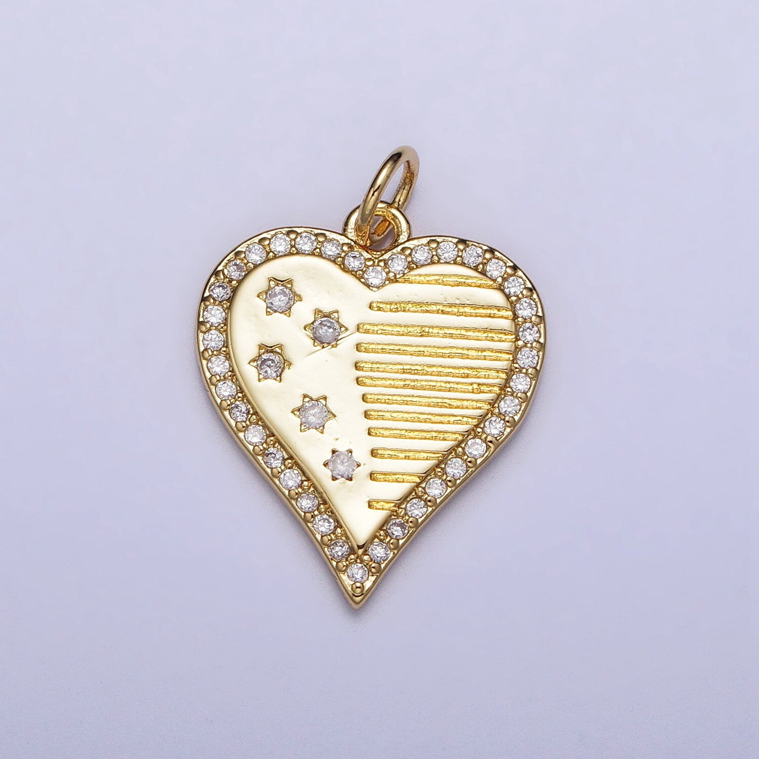 18k Gold Filled Heart Charm Dainty American Flag Charms, 4th of July, USA Charm Patriotic Jewelry Inspired AC993