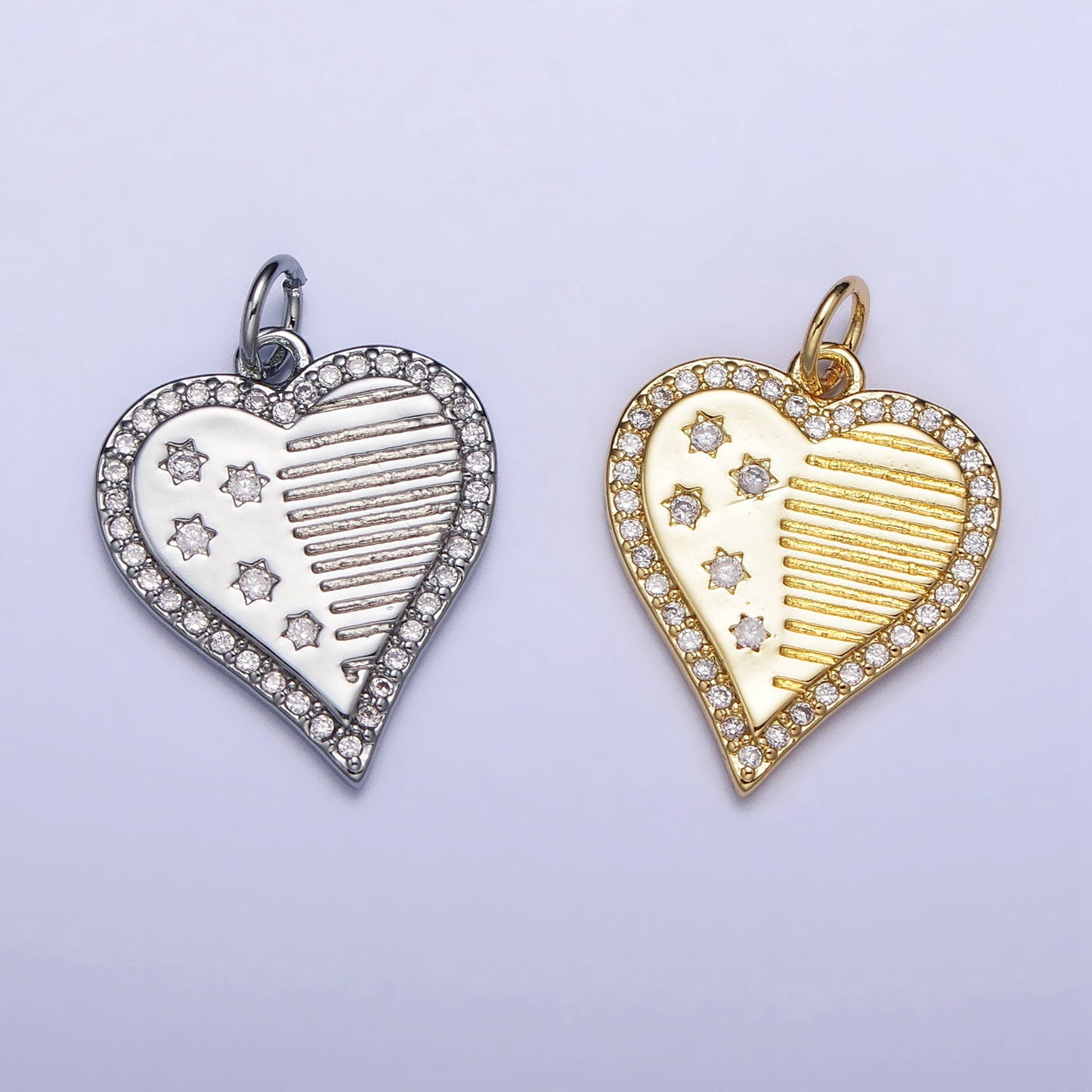 18k Gold Filled Heart Charm Dainty American Flag Charms, 4th of July, USA Charm Patriotic Jewelry Inspired AC993