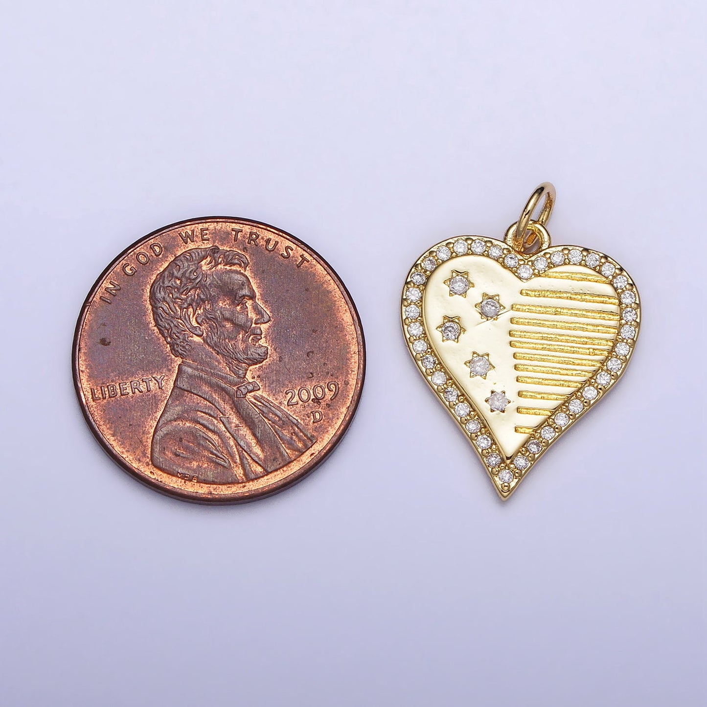 18k Gold Filled Heart Charm Dainty American Flag Charms, 4th of July, USA Charm Patriotic Jewelry Inspired AC993