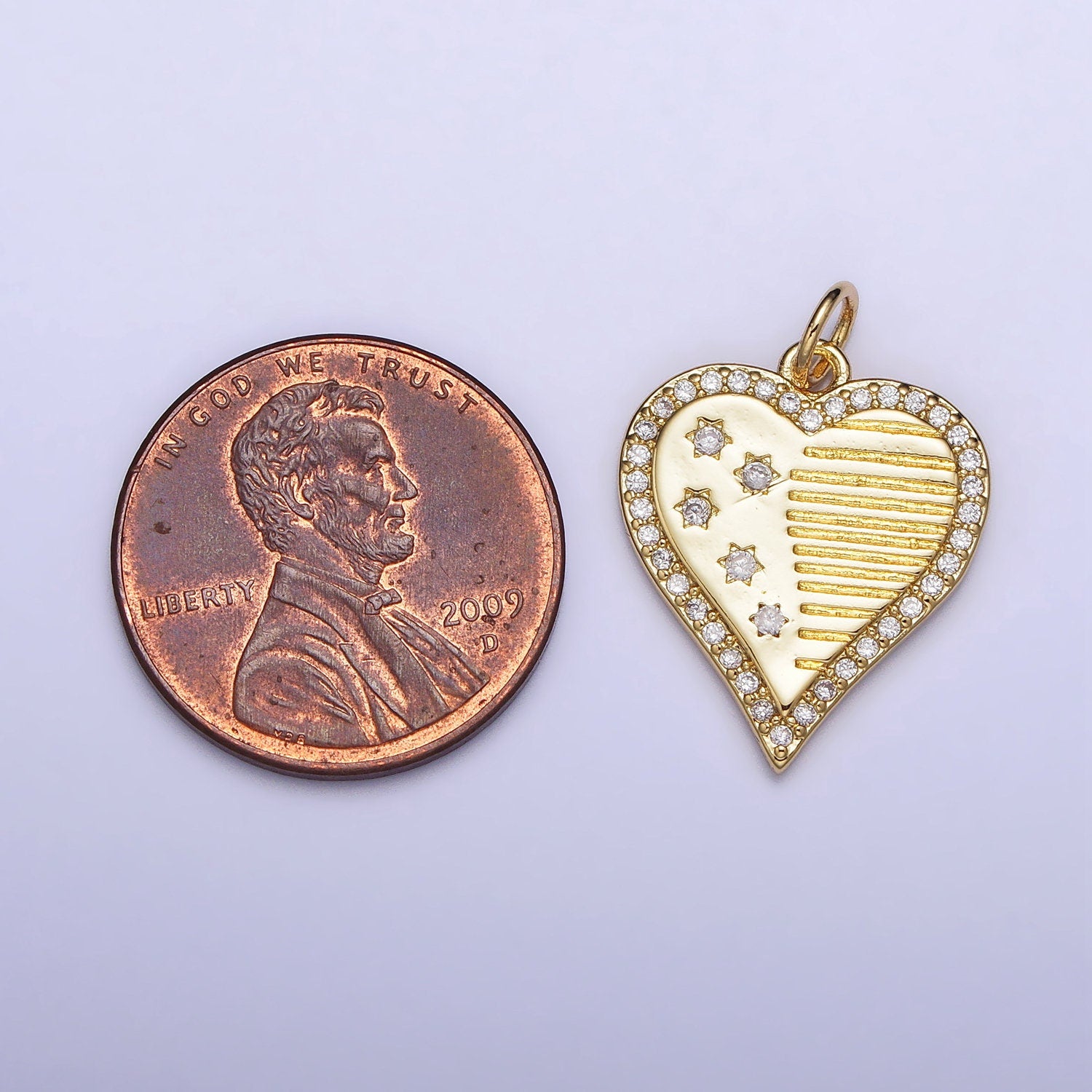 18k Gold Filled Heart Charm Dainty American Flag Charms, 4th of July, USA Charm Patriotic Jewelry Inspired AC993