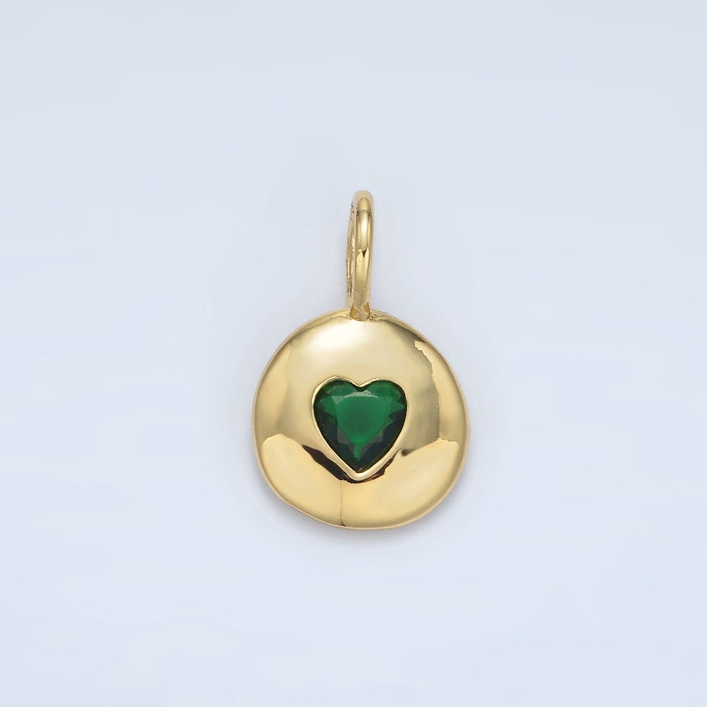 24K Gold Filled Heart CZ Birthstone Pendant Add on Charm Dainty Colorful Cubic Zirconia Stone for Necklace Bracelet Supply | AA049