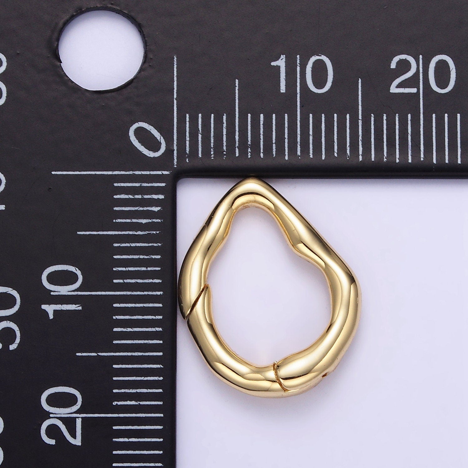 16K Gold Filled 18mm Abstract Hammered Push Spring Gate Ring for Charm Holder Findings | Z888