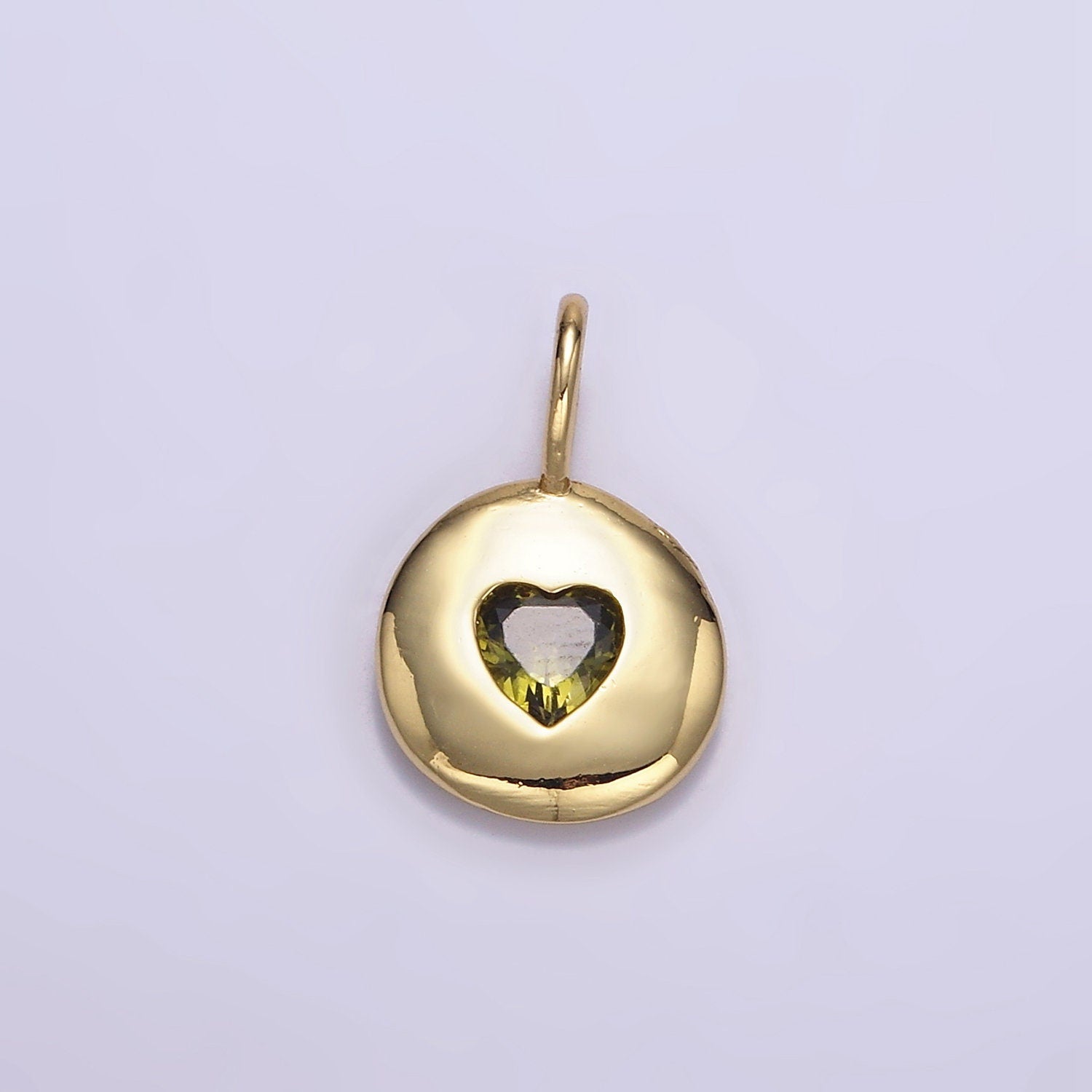 24K Gold Filled Heart CZ Birthstone Pendant Add on Charm Dainty Colorful Cubic Zirconia Stone for Necklace Bracelet Supply | AA049