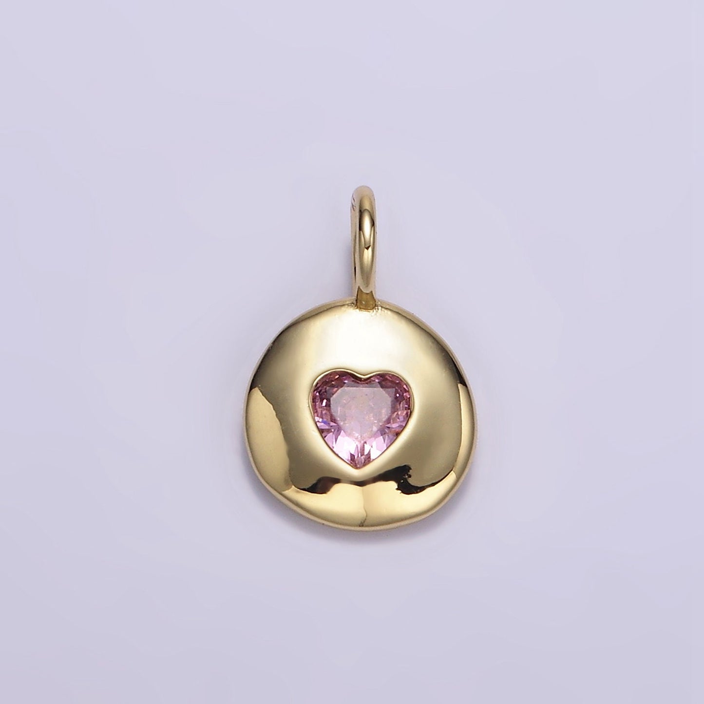 24K Gold Filled Heart CZ Birthstone Pendant Add on Charm Dainty Colorful Cubic Zirconia Stone for Necklace Bracelet Supply | AA049