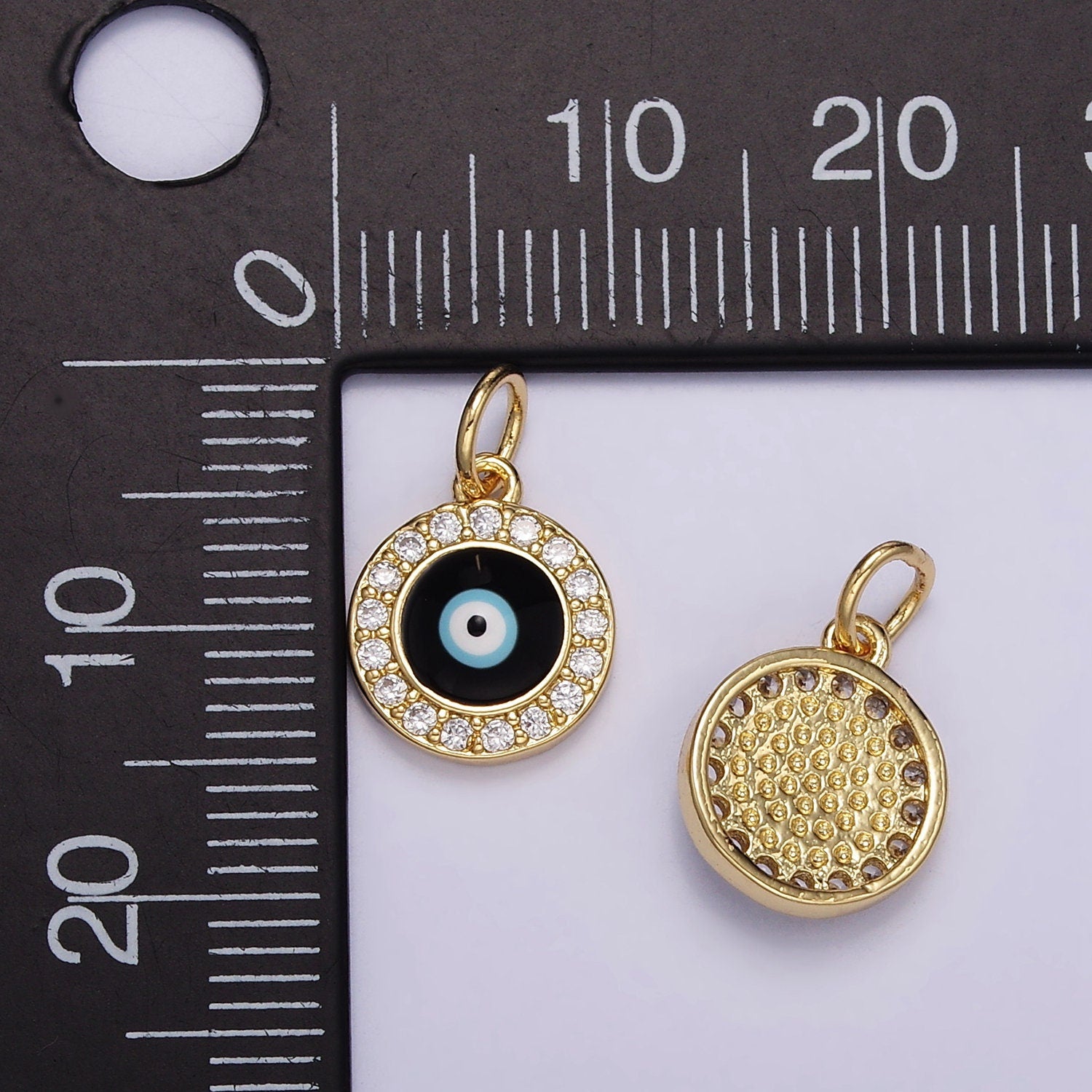 Gold Evil Eye Charm 24K Gold Filled CZ Eye Pendant Mini Greek Eye Amulet Charm Bracelet Necklace for DIY Jewelry Making Supply m109