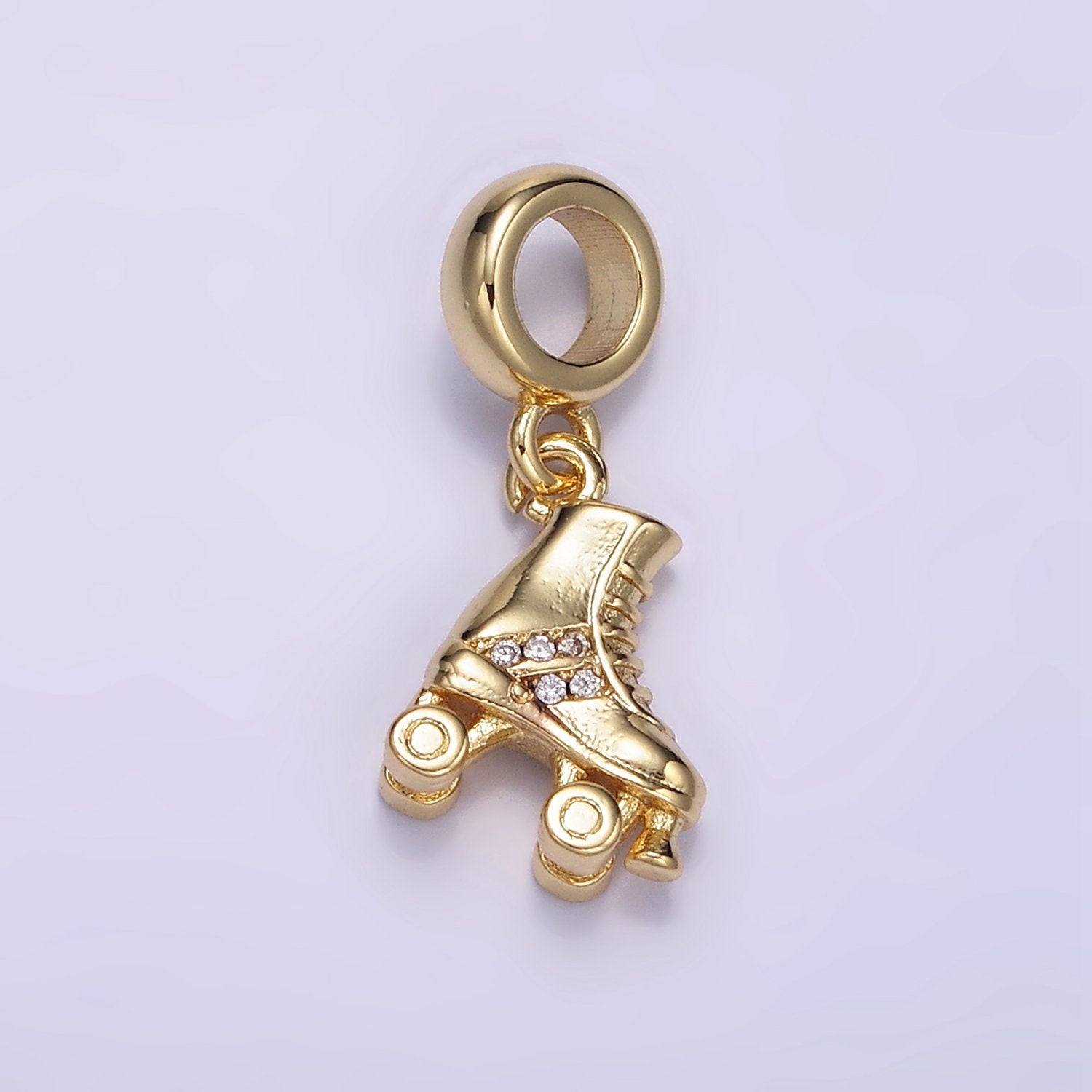 24K Gold Filled Roller Skate Charm for Necklace Bracelet Pendant Fun Shoes Sport Jewelry | M-120