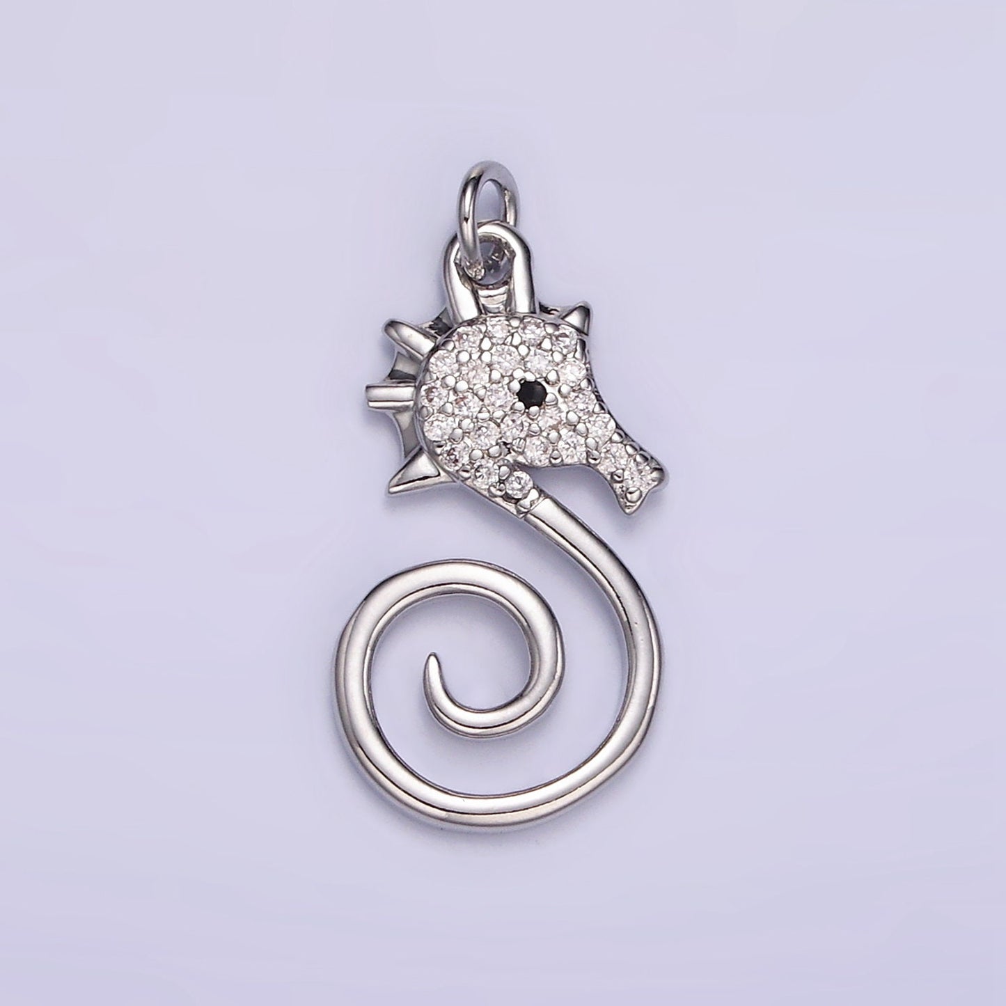 Gold Minimalistic Sea Horse Pendant 18K Gold Filled Cute CZ Seahorse Charm, Animal Under the Sea Pendant | M119