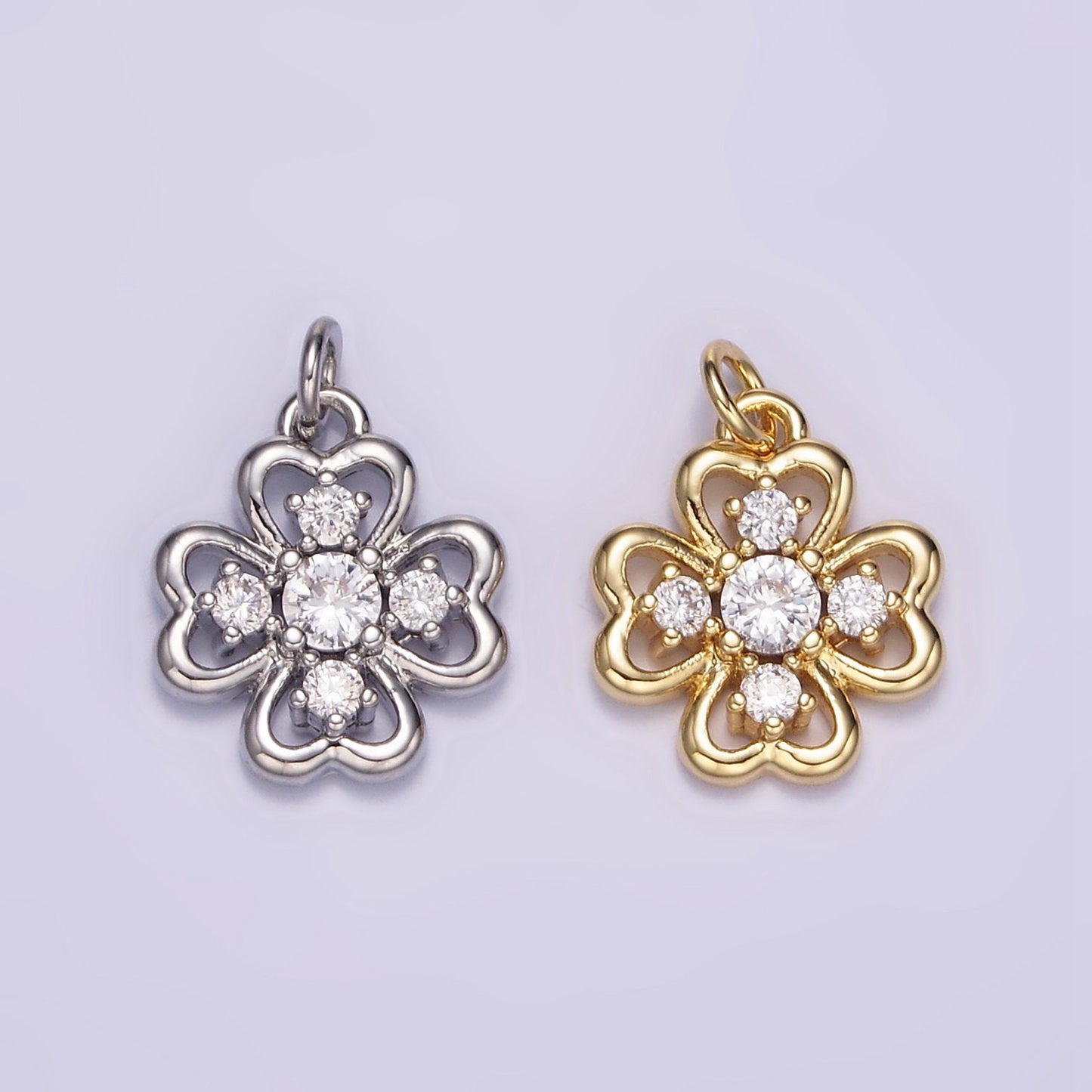 Micro Pave CZ Flower Charm Mini Gold Flower Patch Cubic Charm Dainty Flower Pendant Dainty Charm for DIY supply M116