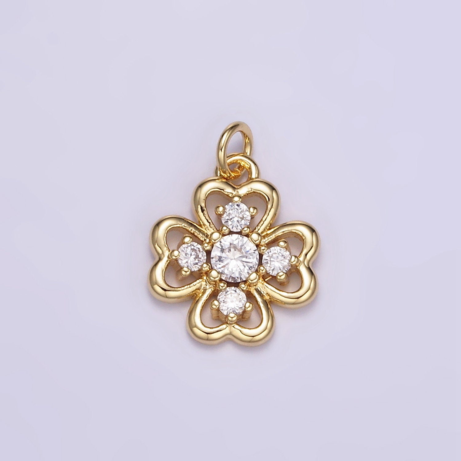 Micro Pave CZ Flower Charm Mini Gold Flower Patch Cubic Charm Dainty Flower Pendant Dainty Charm for DIY supply M116
