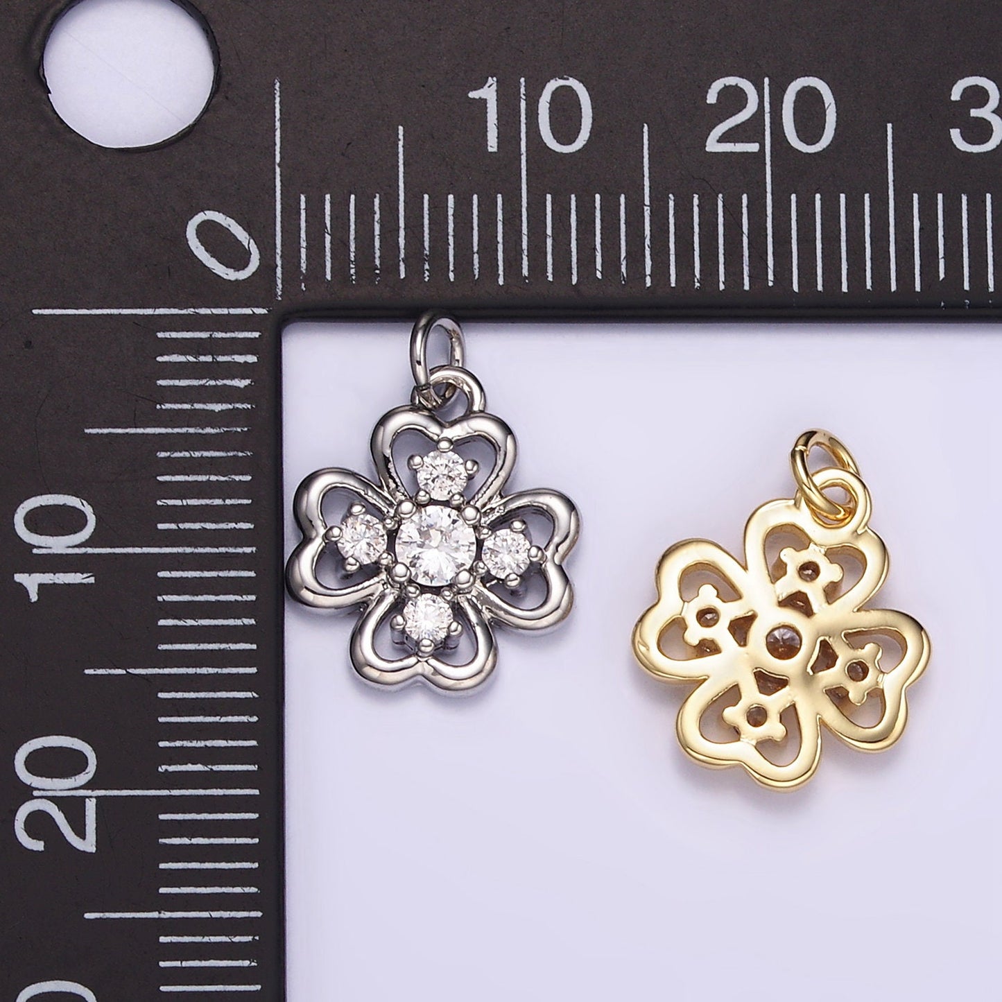 Micro Pave CZ Flower Charm Mini Gold Flower Patch Cubic Charm Dainty Flower Pendant Dainty Charm for DIY supply M116
