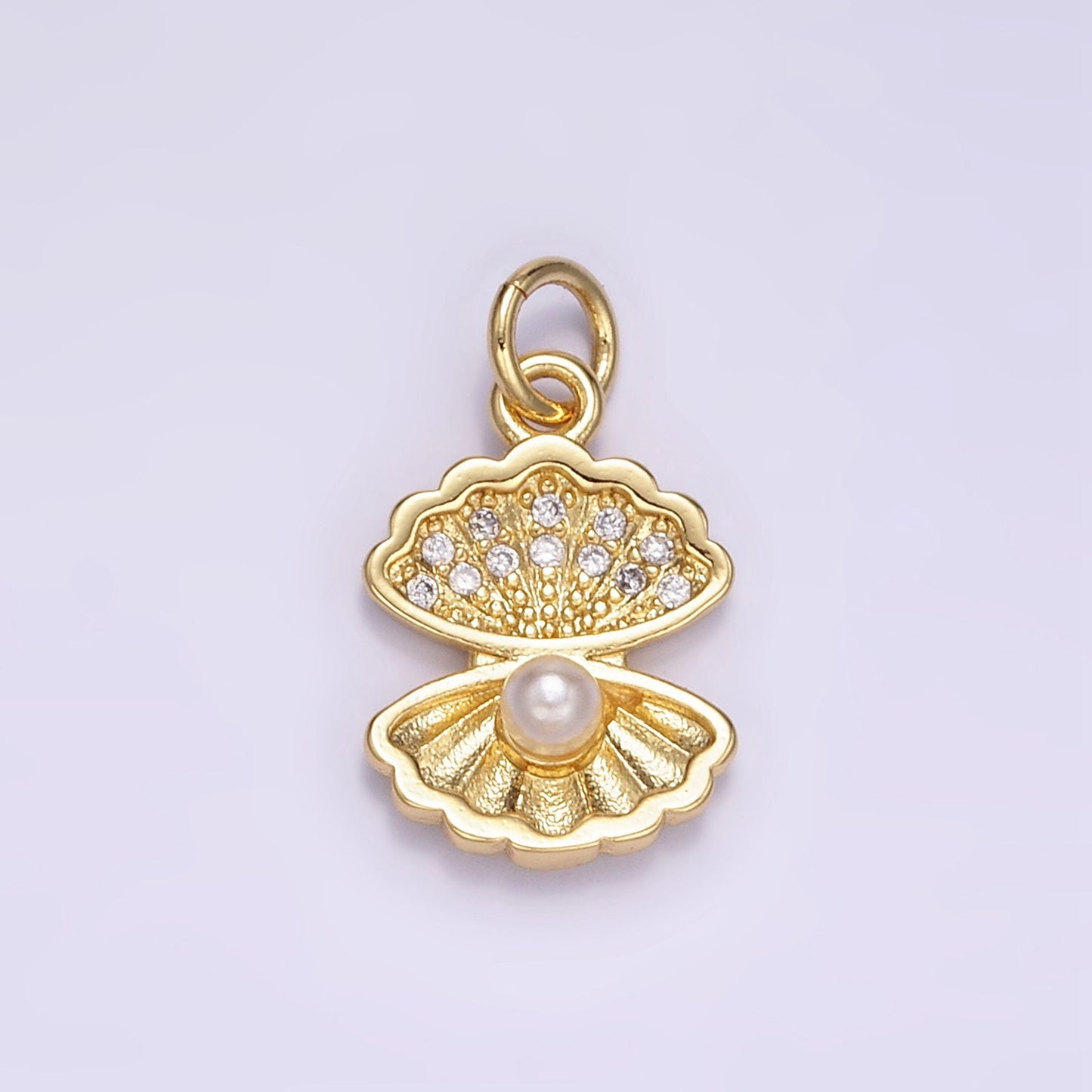 Mini Clam Pearl Shell Charm for Bracelet Necklace Earring Component White Shell Pearl Clam Shell Under The Sea pendant Inspired Jewelry M128