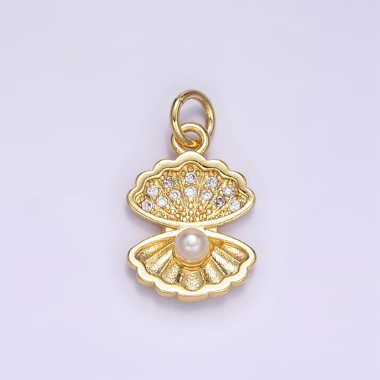 Mini Clam Pearl Shell Charm for Bracelet Necklace Earring Component White Shell Pearl Clam Shell Under The Sea pendant Inspired Jewelry M128