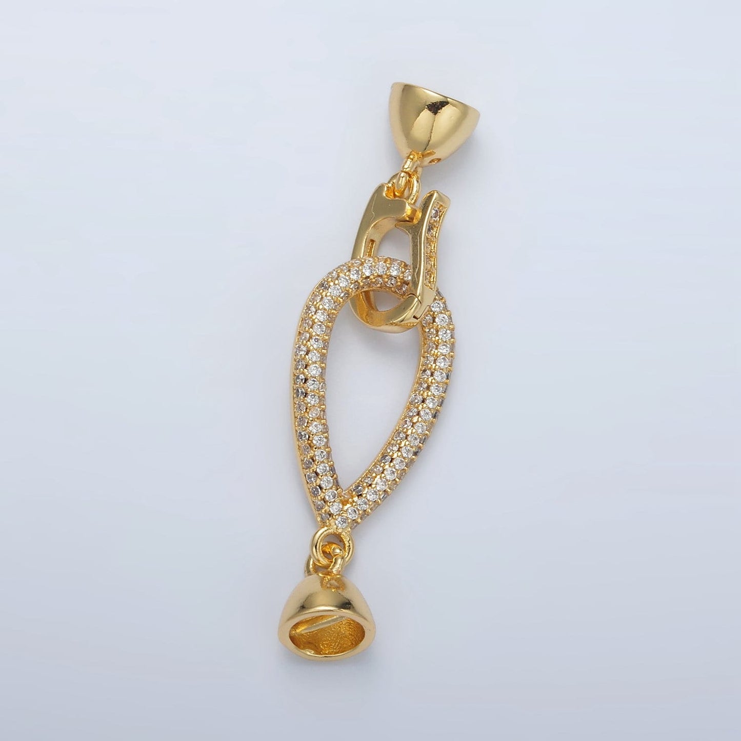 Gold Filled Open Teardrop Fold Over Clasps CZ Paved Connector Supply | Z-829