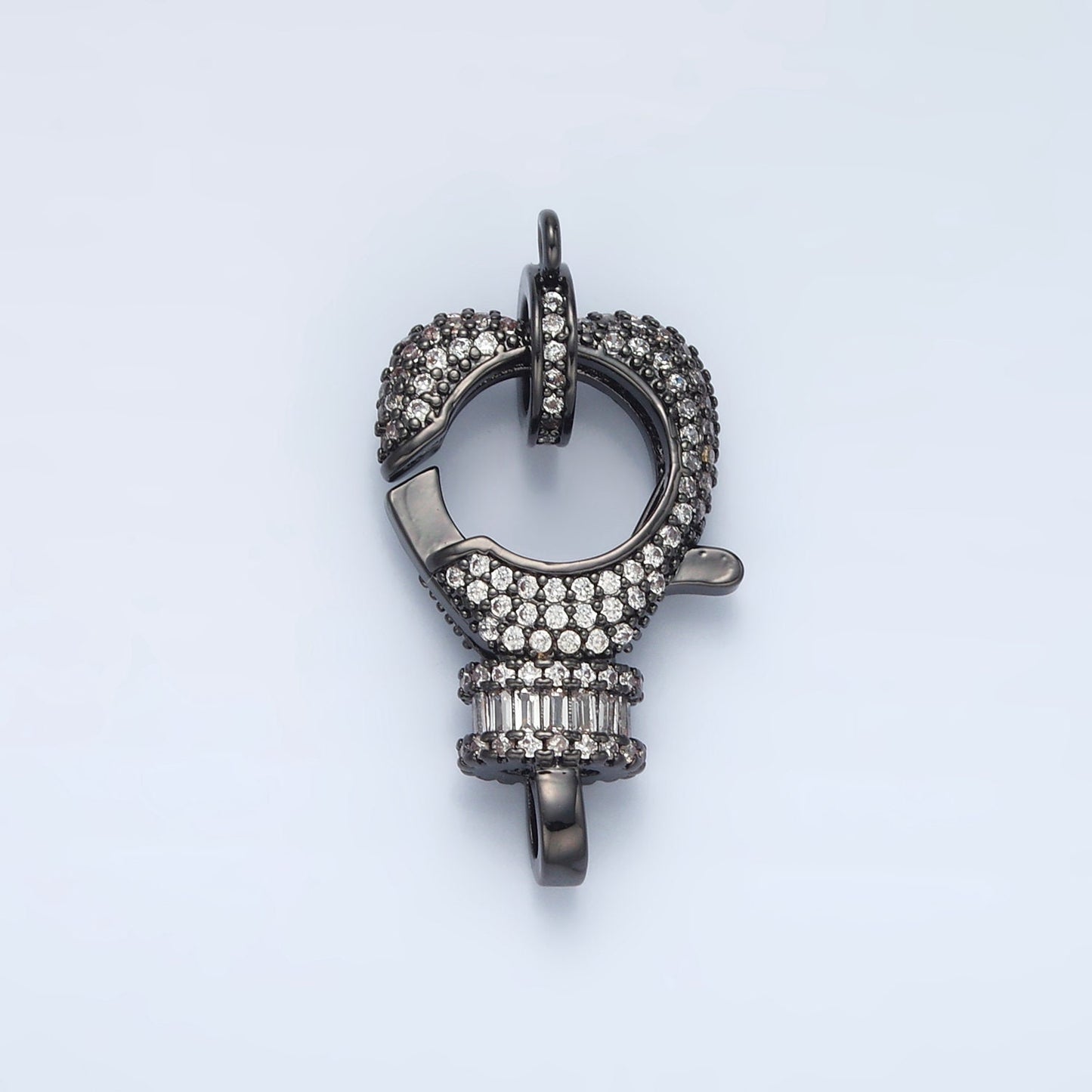 Gold Filled Black Heart Shaped Lobster Claw CZ Paved Supply | L-081
