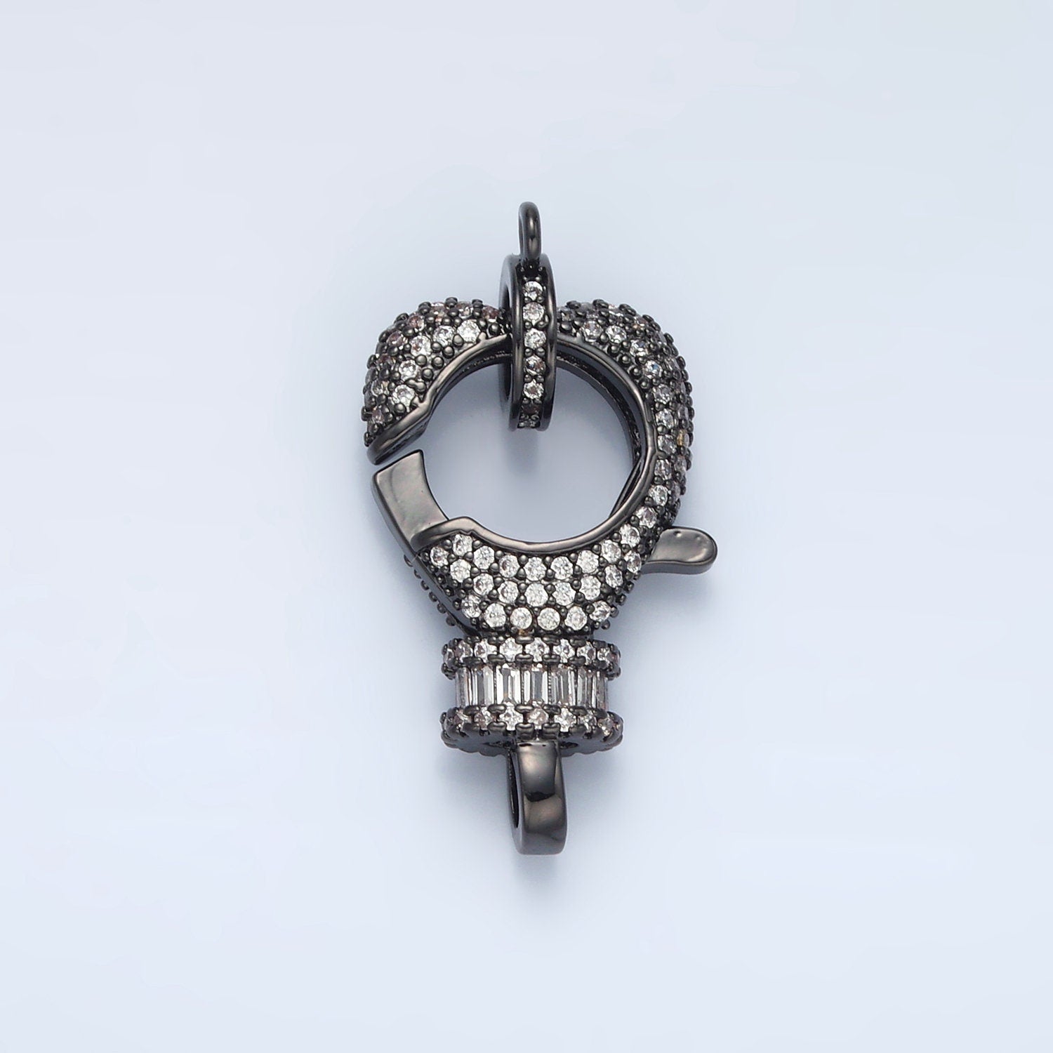 Gold Filled Black Heart Shaped Lobster Claw CZ Paved Supply | L-081