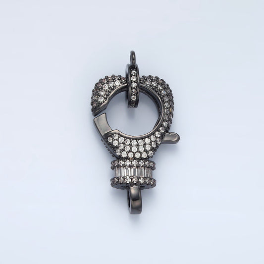 Gold Filled Black Heart Shaped Lobster Claw CZ Paved Supply | L-081