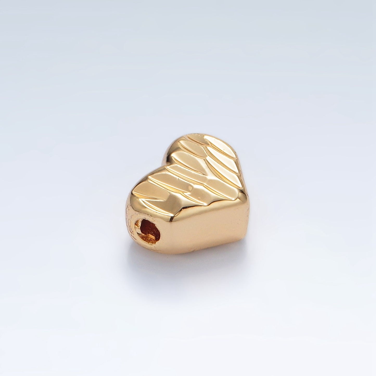 Gold Filled Dented Heart 9mm Bead in Gold and Silver | B-353