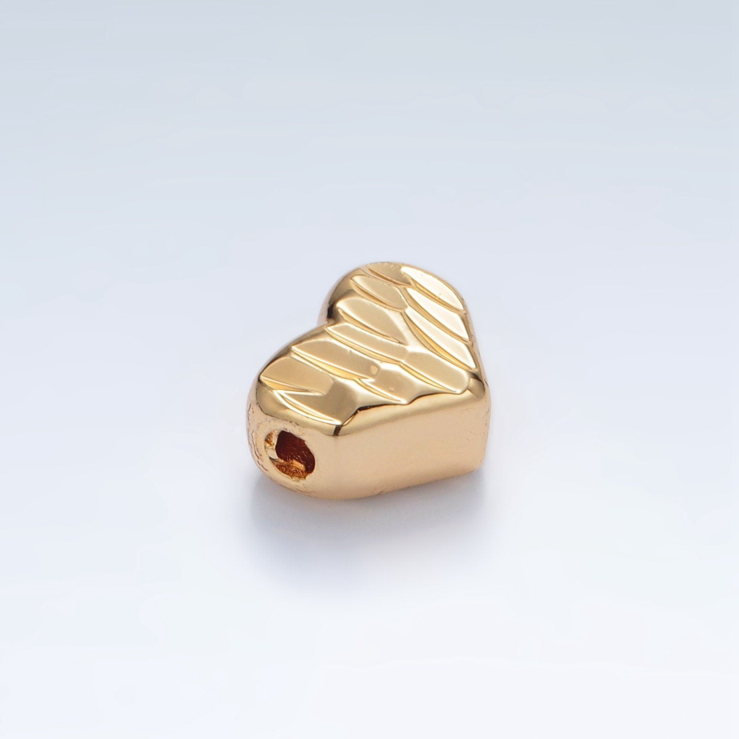 Gold Filled Dented Heart 9mm Bead in Gold and Silver | B-353