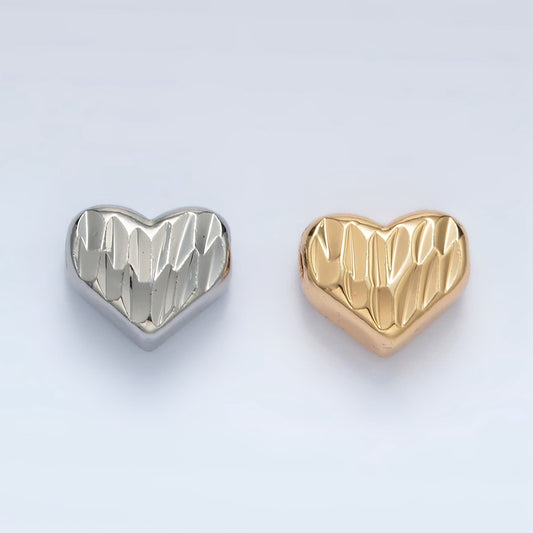 Gold Filled Dented Heart 9mm Bead in Gold and Silver | B-353