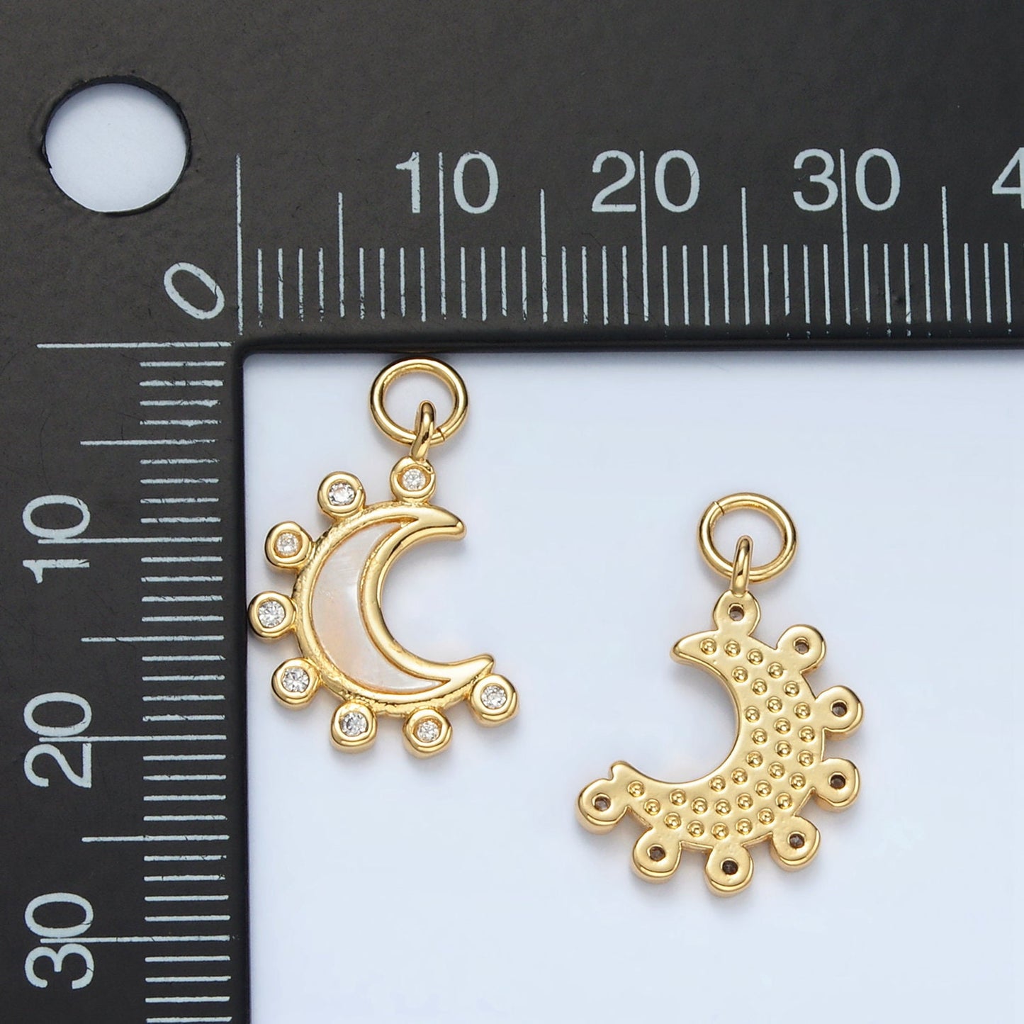 Mini 24k Gold Filled Moon Pearl Dangle Charms Gold Moon Charm for Bracelet Necklace Making Jewelry Supplies M138