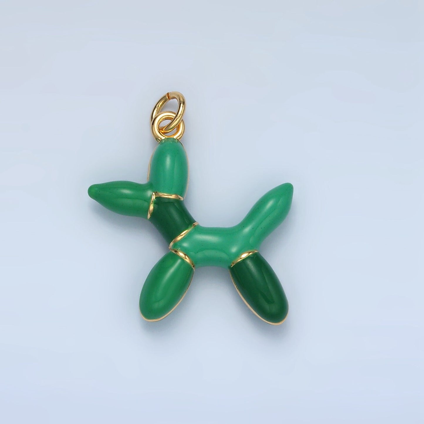 Gold Enamel Poodle Pendant, Long Dog, Puppy Animal Charm DIY Jewelry M139