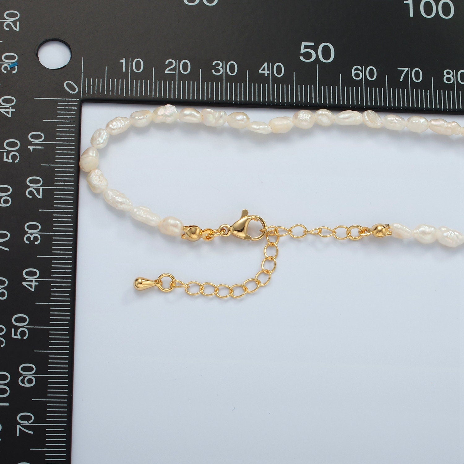 Classic White Rice Pearl Necklace Fresh Water Mother of Pearl Chain Necklace Beaded Gold Clasp WA-2539