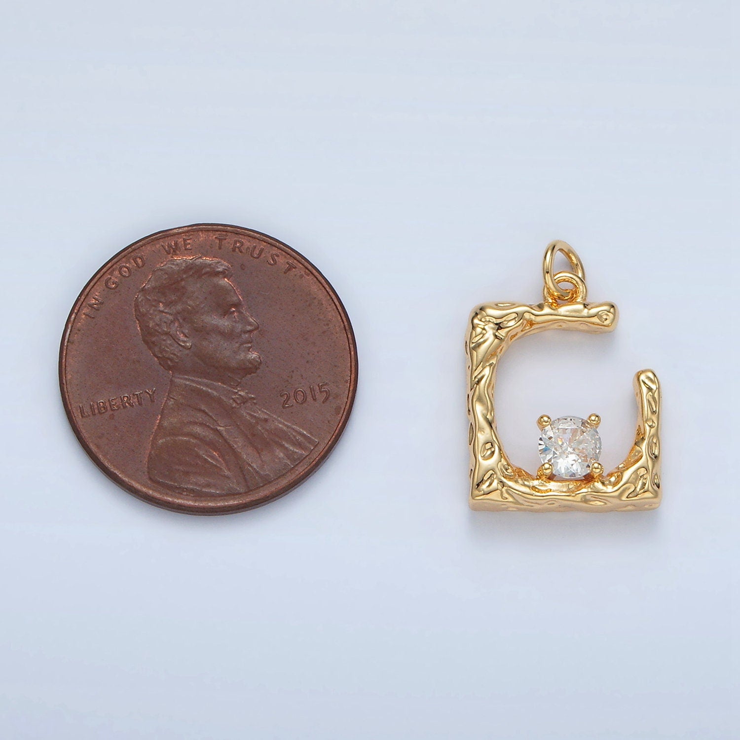 18K Gold Filled Clear Micro Pave CZ Half Square Pendant Charm Rustic Pendant Geometric Charm AG927