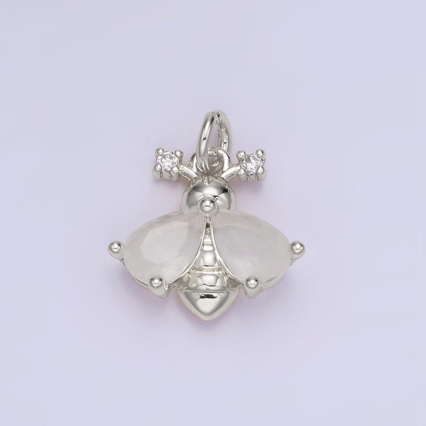 14K Gold Filled White, Orange CZ Bumble Queen Bee Insect Animal Charm | AG-730