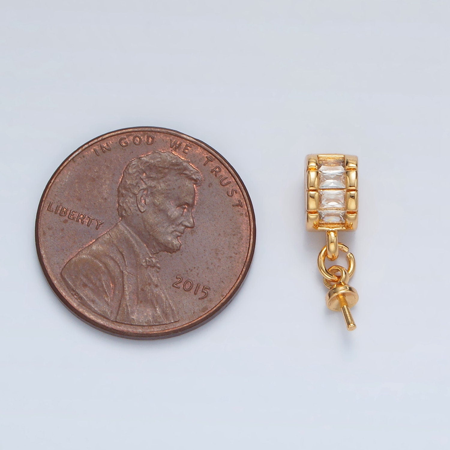 Gold Filled Baguette CZ Paved Drill Pin Bail Finding | Z-849