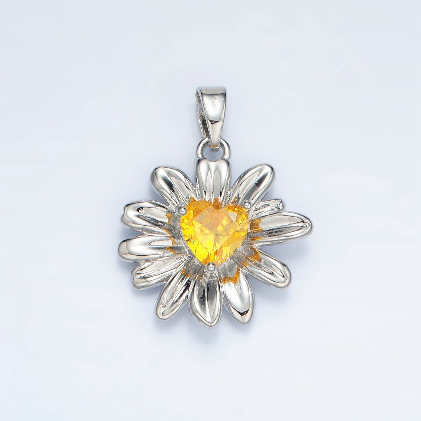 24K Gold Filled Sunflower with Yellow CZ Pendant In Gold & Silver | AA-1390