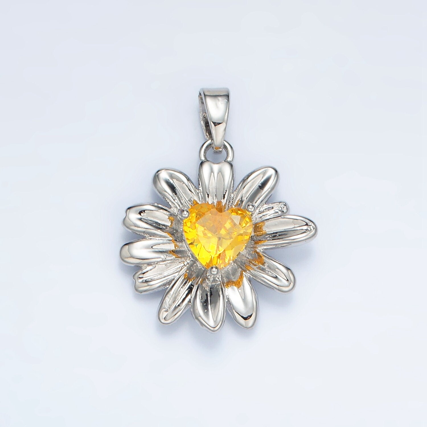 24K Gold Filled Sunflower with Yellow CZ Pendant In Gold & Silver | AA-1390