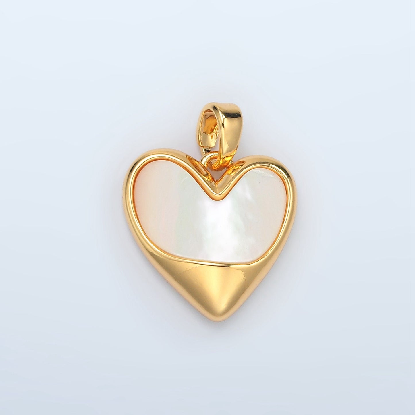 Shell Pearl Minimalist Heart Charm in 24k Gold Filled Pendant for bracelet Necklace Jewelry Making H-498