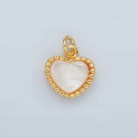 24k Gold Filled Shell Pearl Charm Heart Charms Pendant for Bracelet Necklace Earring Charm D669