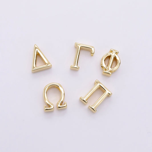 Dainty Gold Fill Greek Letters Charm Sorority Fraternity Greek Letters Beads Gamma Omega Pi Delta Phi Greek Alphabet Initial Charm B896