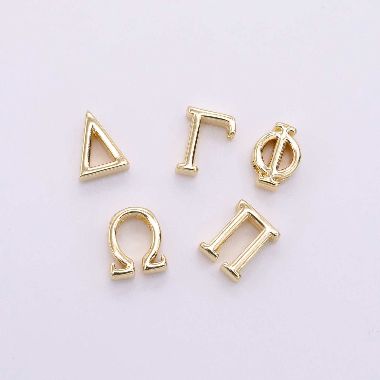 Dainty Gold Fill Greek Letters Charm Sorority Fraternity Greek Letters Beads Gamma Omega Pi Delta Phi Greek Alphabet Initial Charm AF235-246