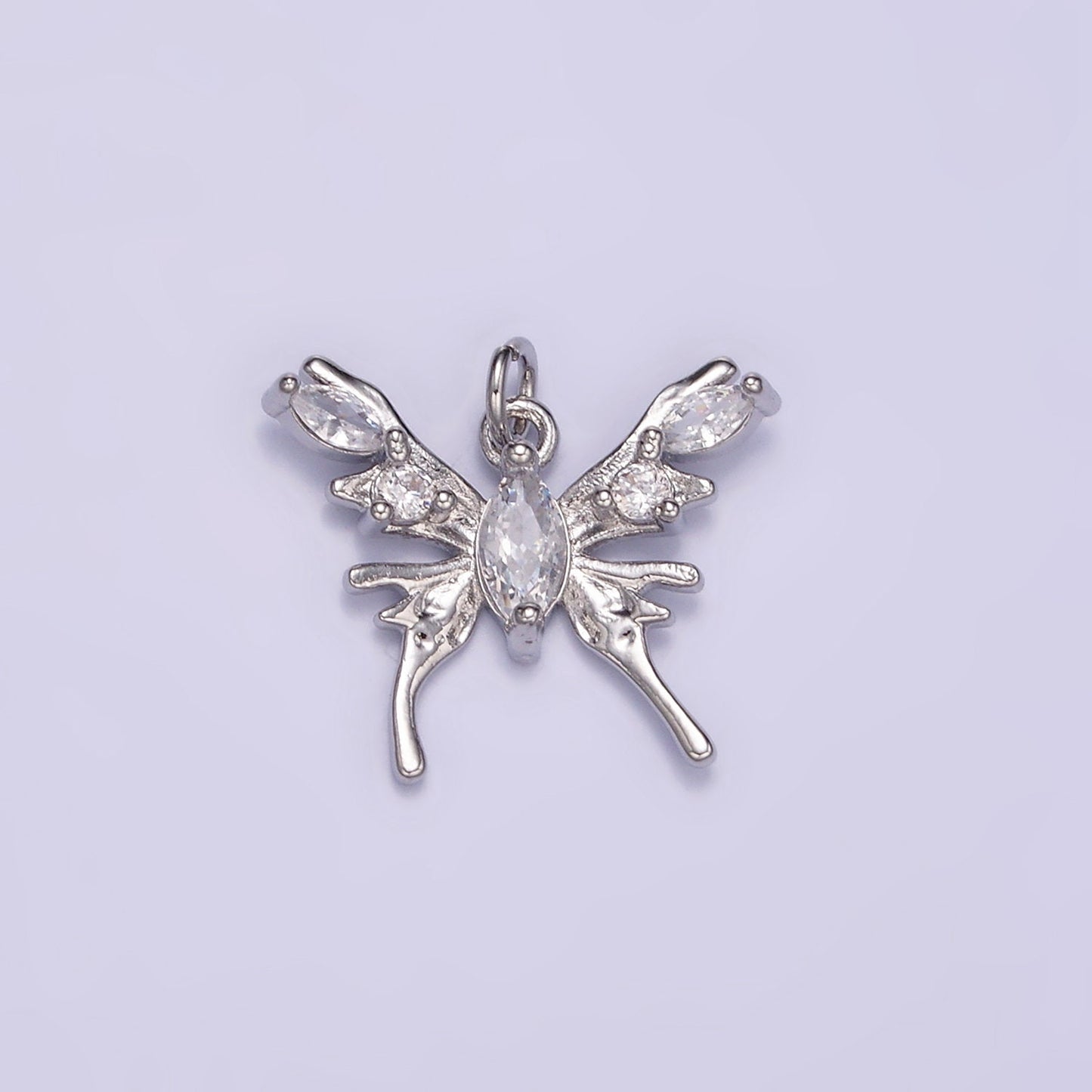 24K Gold Filled CZ Y2K Molten Butterfly Charm in Gold & Silver | AC-170