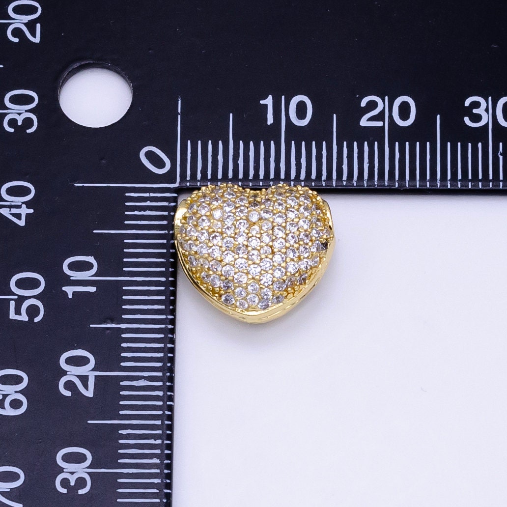 1pc Rondelle Spacer Beads 14K Gold Filled Heart Shape Beads Cubic Zirconia CZ Micro Pave for Jewelry Making Bracelets Necklaces B-676