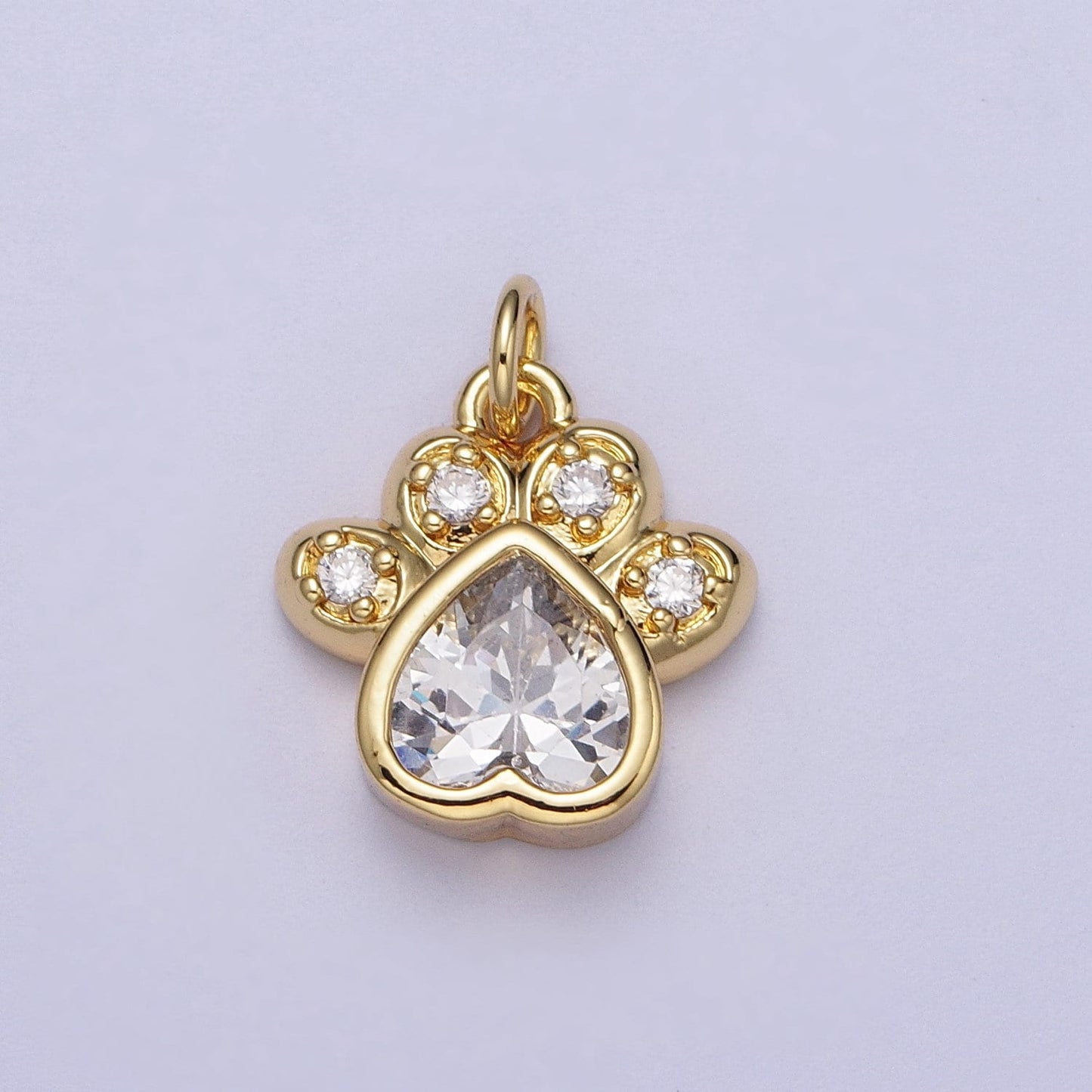 Small Dog Paw Print Pendant in 24k Gold Filled Micro CZ Pave Cubic Bear Paw Charm Fashion Jewelry Charm for Necklace Bracelet Earring C170