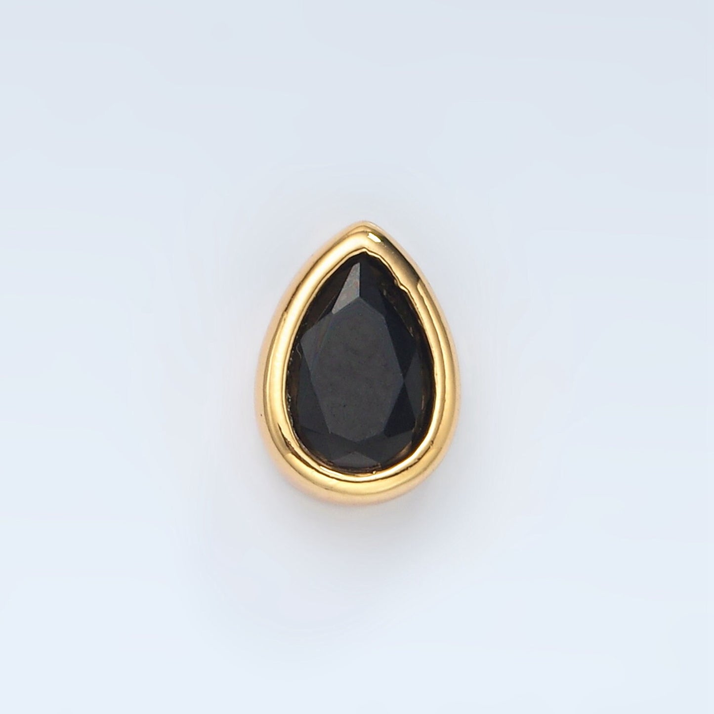 24K Gold Filled 11mm Black, Pink, Clear, Green CZ Teardrop Bead Spacer Floating Charm | B304 B305